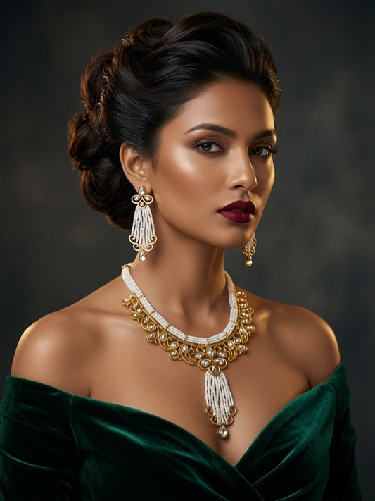 Gold Necklace and Earrings set