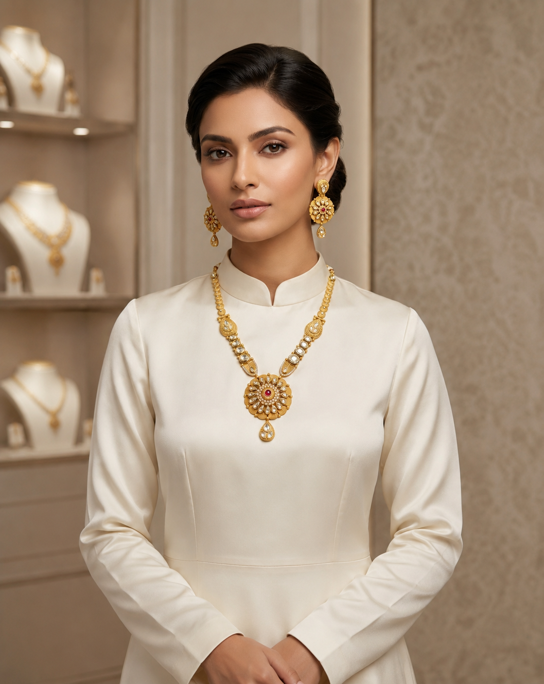 Gold-Plated Kundan Necklace Set