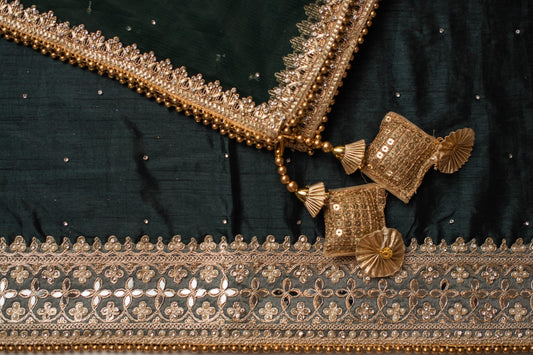 Unstitched Silk Dimante Work Suit