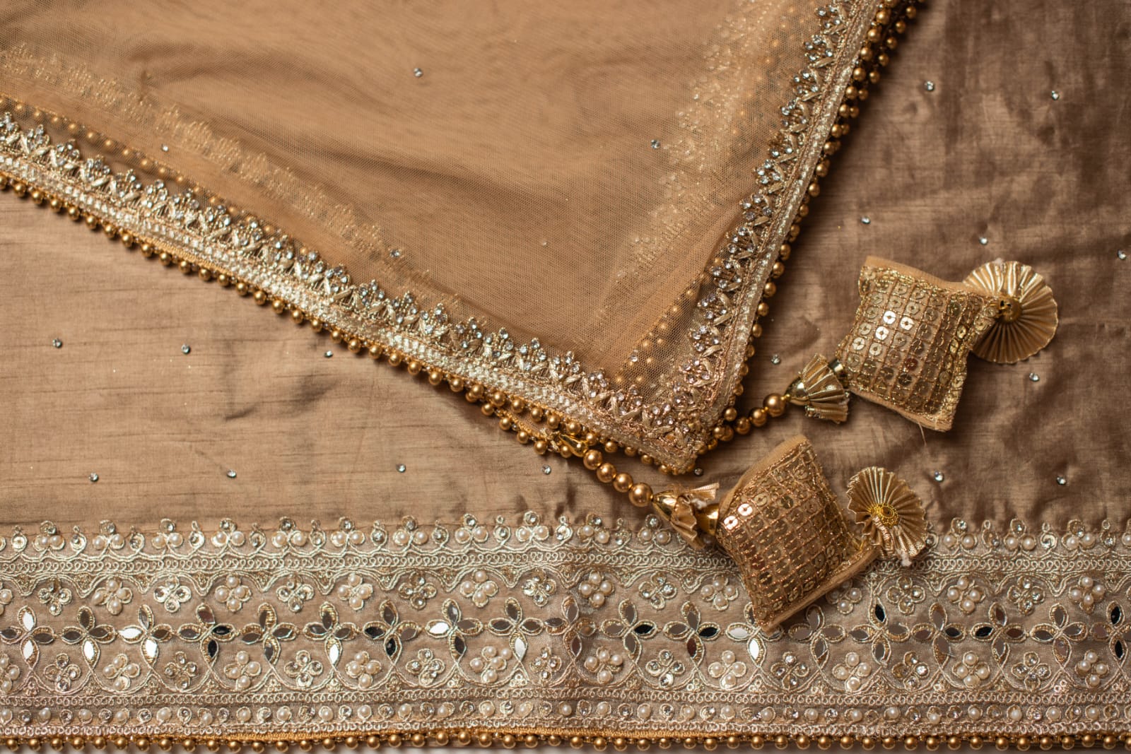 Unstitched Silk Dimante Work Suit