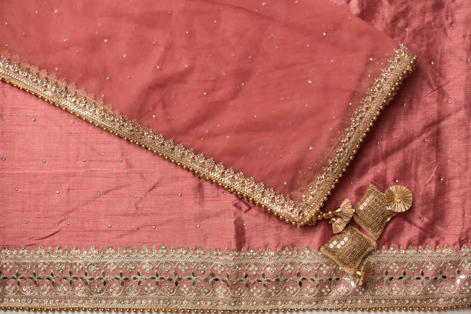 Unstitched Silk Dimante Work Suit
