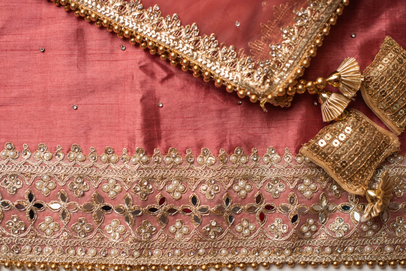 Unstitched Silk Dimante Work Suit