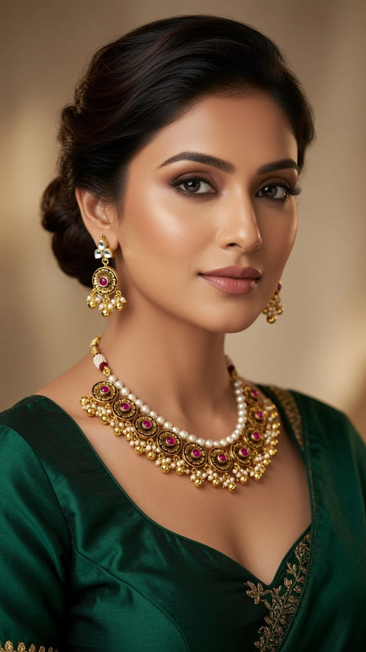 Gold Necklace and Earrings set
