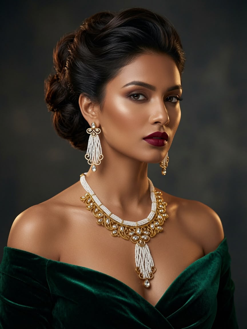 Gold Necklace and Earrings set