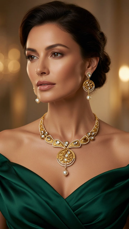Gold Necklace and Earrings set