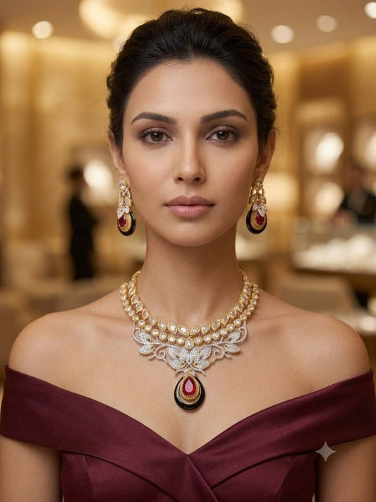Kundan necklace set.