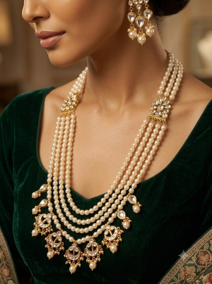 Long necklace with earrings