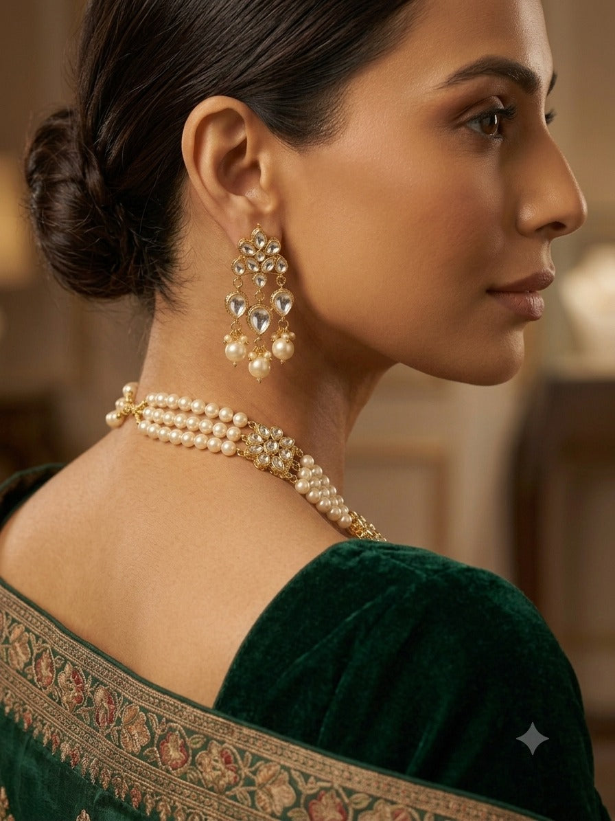 Long necklace with earrings