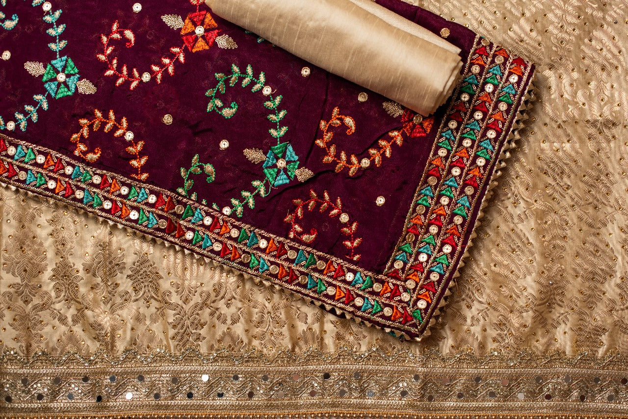 Unstitched Raw Silk Suit