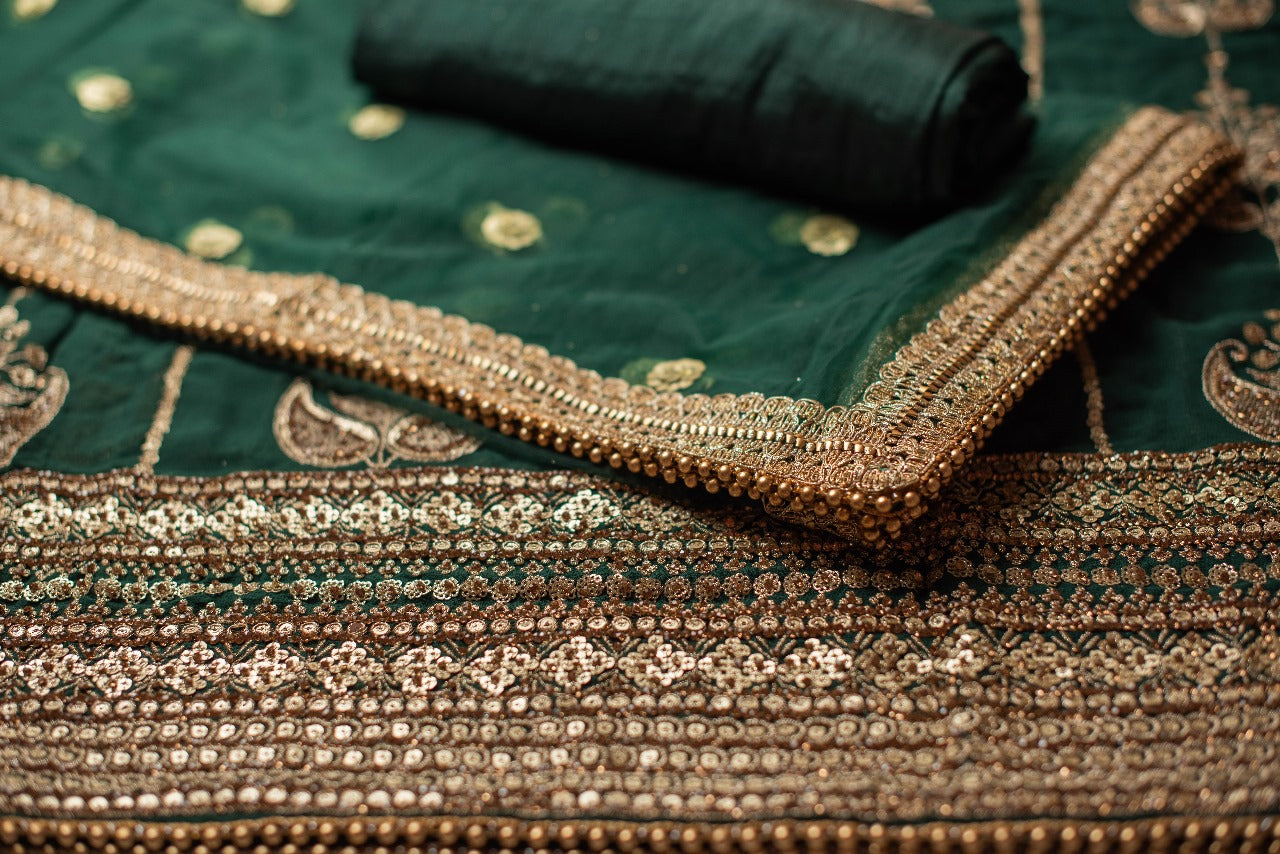 Unstitched Georgette Embroidered Suit